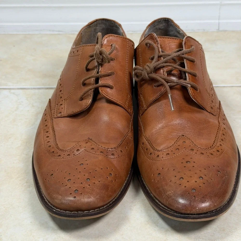 Florsheim Wingtip Oxford Mens 10 D Brown Leather Brogue Dress Shoes 11737-257